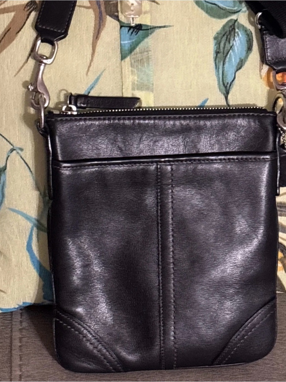 Coach Black Leather Messenger Crossbody Bag